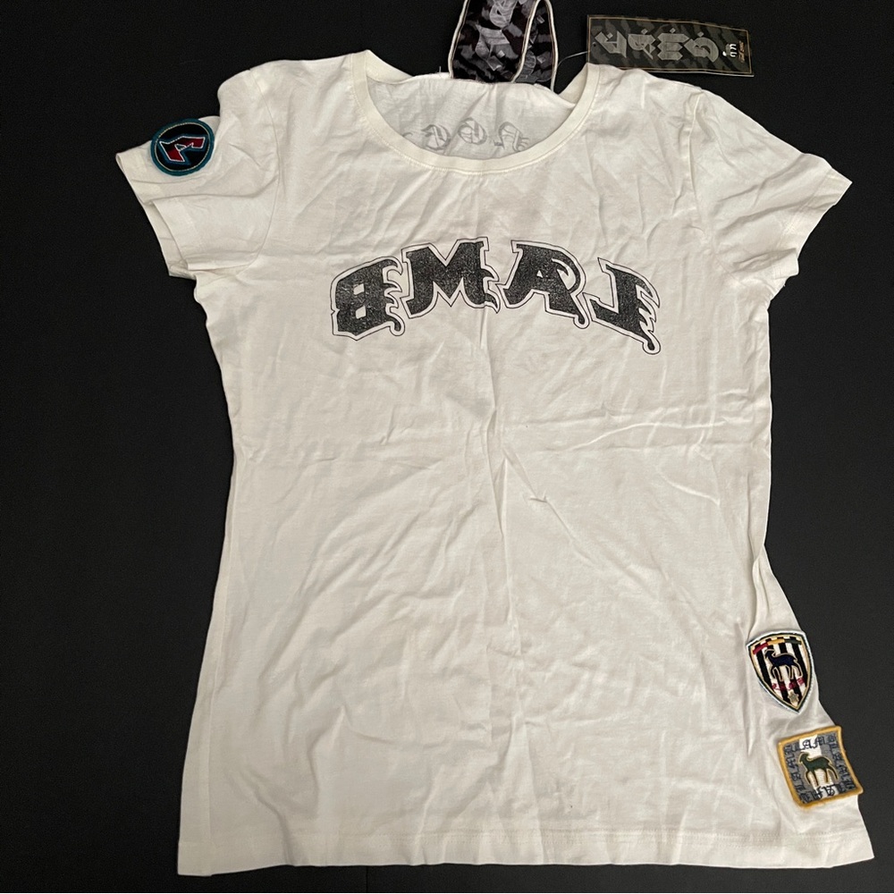 L.A.M.B. by Gwen Stefani| Fall 2007 Logo Backward Tee with Patches